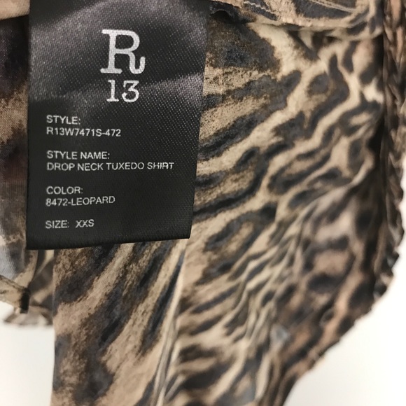R13 drop neck tuxedo shirt. XXS - Picture 11 of 14